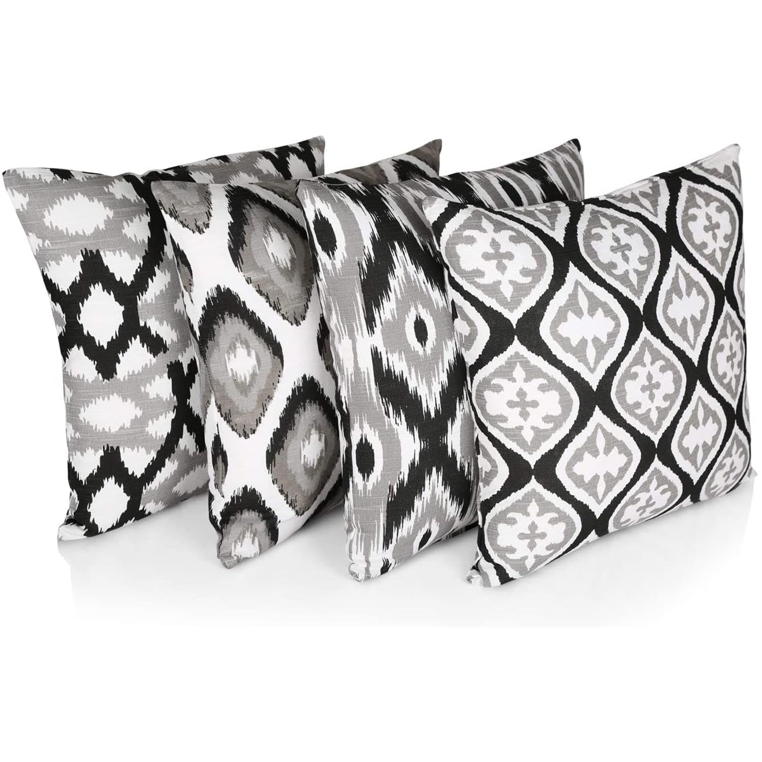  - Penguin Home 100% Cotton Set Of 4 Decorative Double Sided Square Cushion Covers