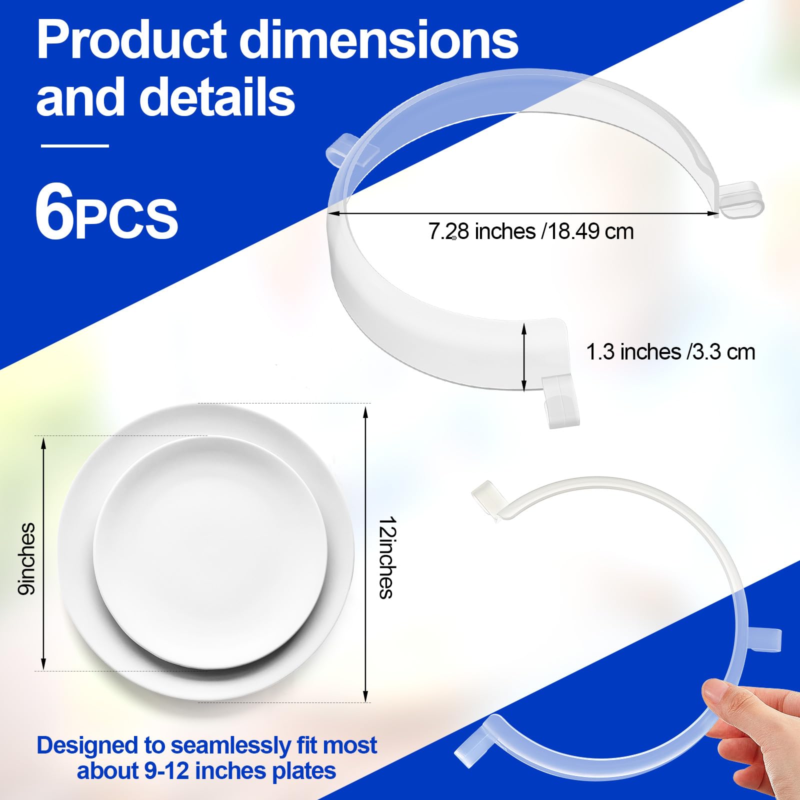 Landical 6 protectores de platos con clip para comer a prueba de derrames, protector de alimentos para alimentación automática para ancianos, discapacitados, adultos con discapacidad, para recoger