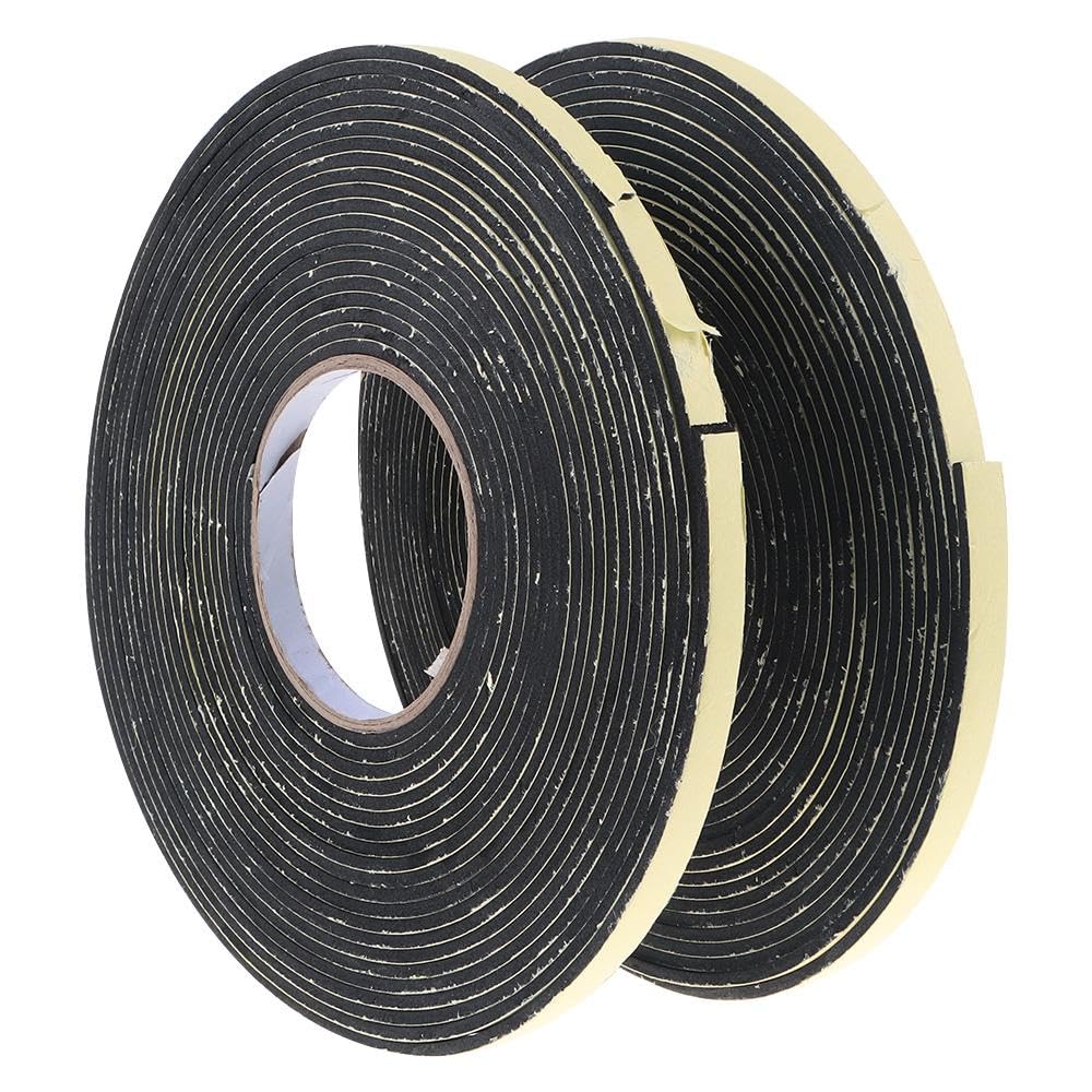 FEIYING Single-Side EVA Foam Tape, 2 Rolls Foam Weather Seal Tape, Soundproof Shockproof Strong Adhesive Tape, 0.4inch x 33Ft (0.12inch Thick)