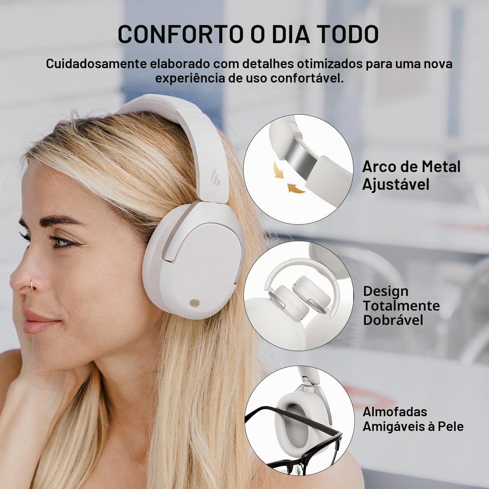 Fone de ouvido com cancelamento de ruído e Hi-Res W830NB - Edifier