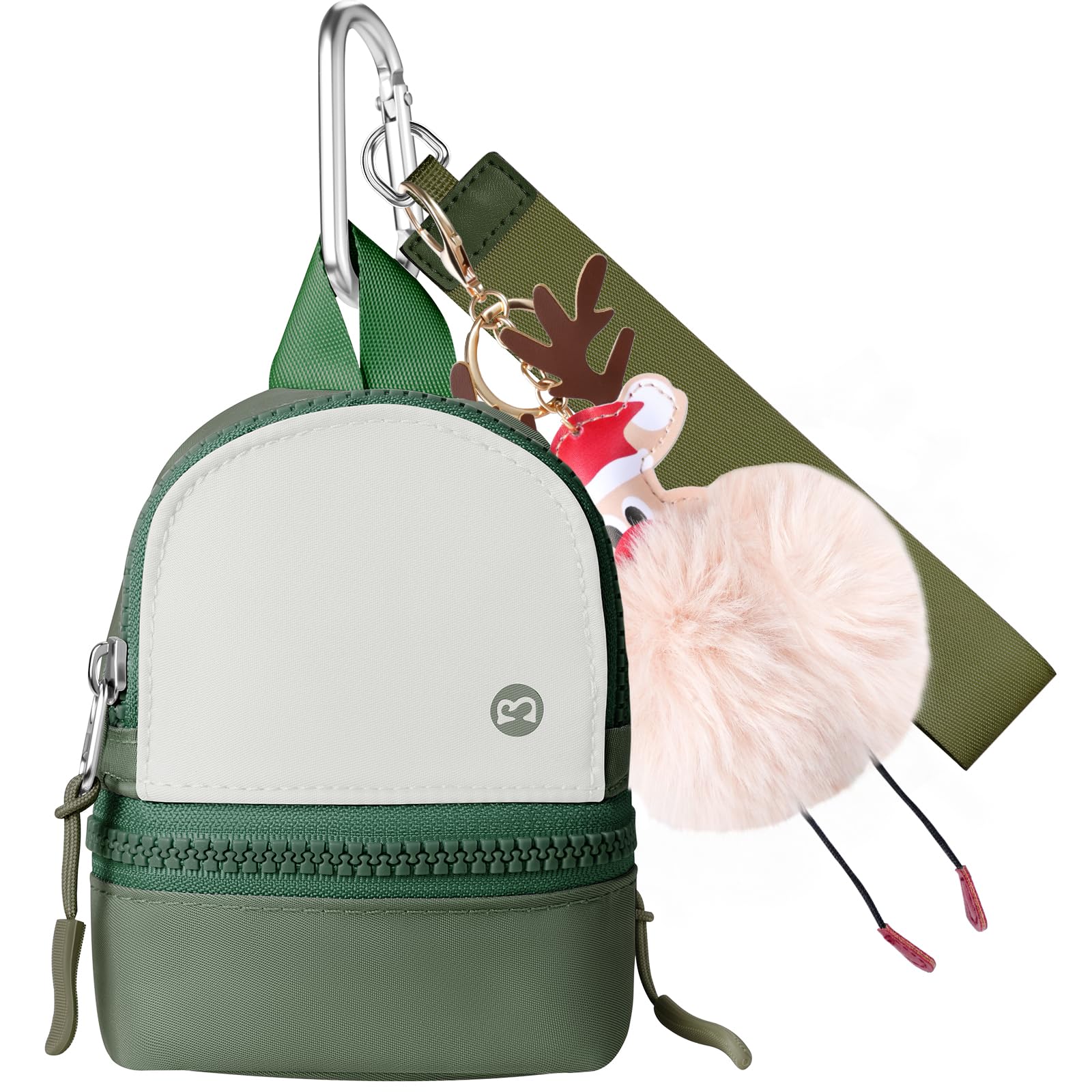 Babysun Mini Backpack Keychain Wristlet Pouch Small Change Coin Purse Cute Zipper Wallet With 3 RFID Card Slots For Women/Men Airpods Cosmetics