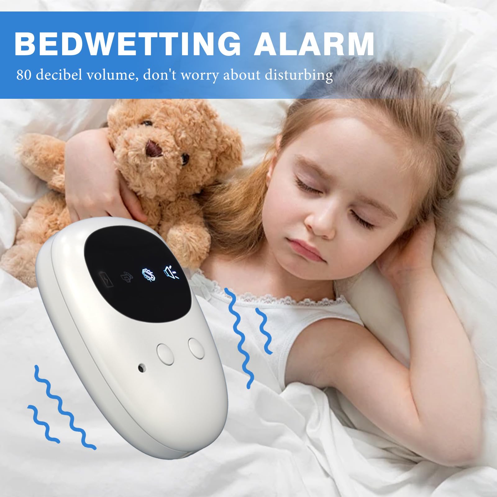 Wireless Bedwetting Alarm for Children 10 Meters Sensing Range Rechargeable Bed Wetting Alarm with Carrying Case - Image 2