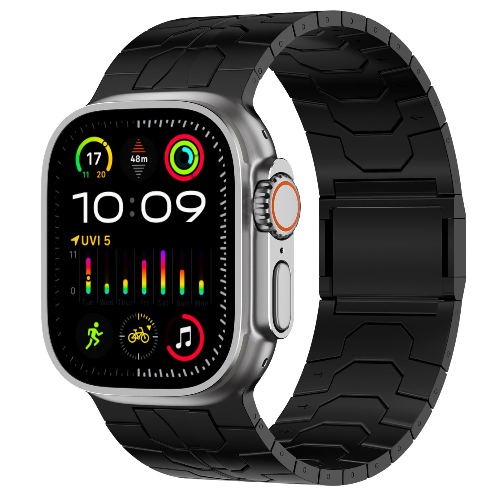 ACESTAR Titanarmband für Apple Watch Ultra 49 mm/Serie 10, 46 mm, 26 mm breit, verstellbare Glieder mit Magnetverschluss und DLC-Beschichtung