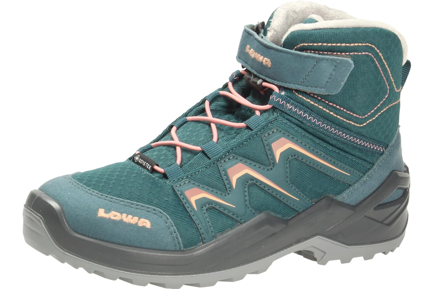 LOWA Dziecięce buty Maddox Warm GTX Mid, petrol Rose, 38 EU