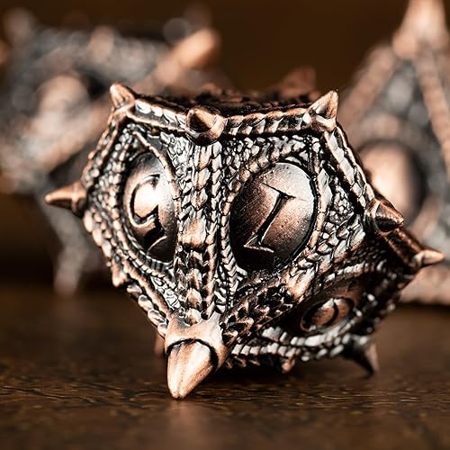 Vista 37 de Surpass DND - Juego de dados de metal para Calabozos y Dragones, juego de dados negros de metal con boca grande (negro y rojo)