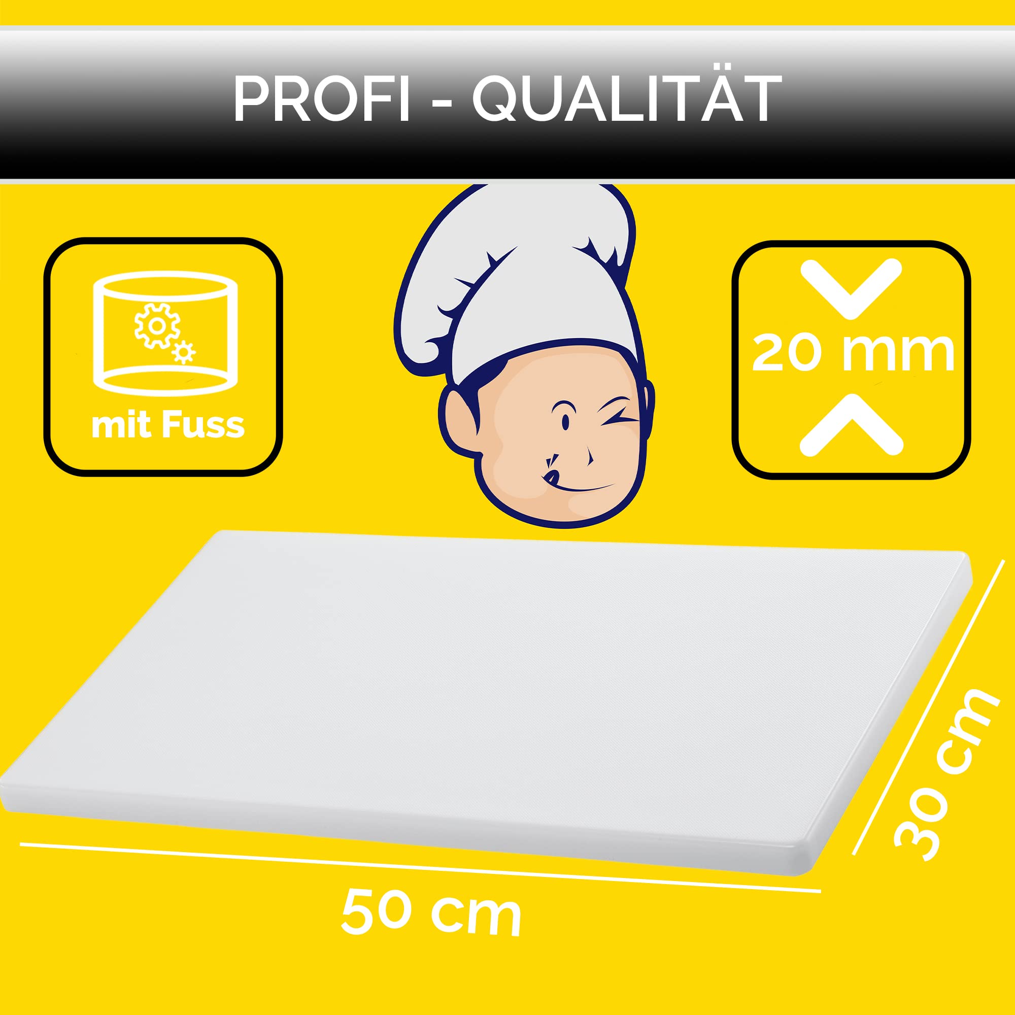 Gastronette Grote snijplank, hakplank, keukenplank, extra 2 cm dik, met antislipvoetjes HACCP conformiteit 60 x 40 cm, van kunststof, antibacterieel, gastronomie, kwaliteit, mesvriendelijk bruin