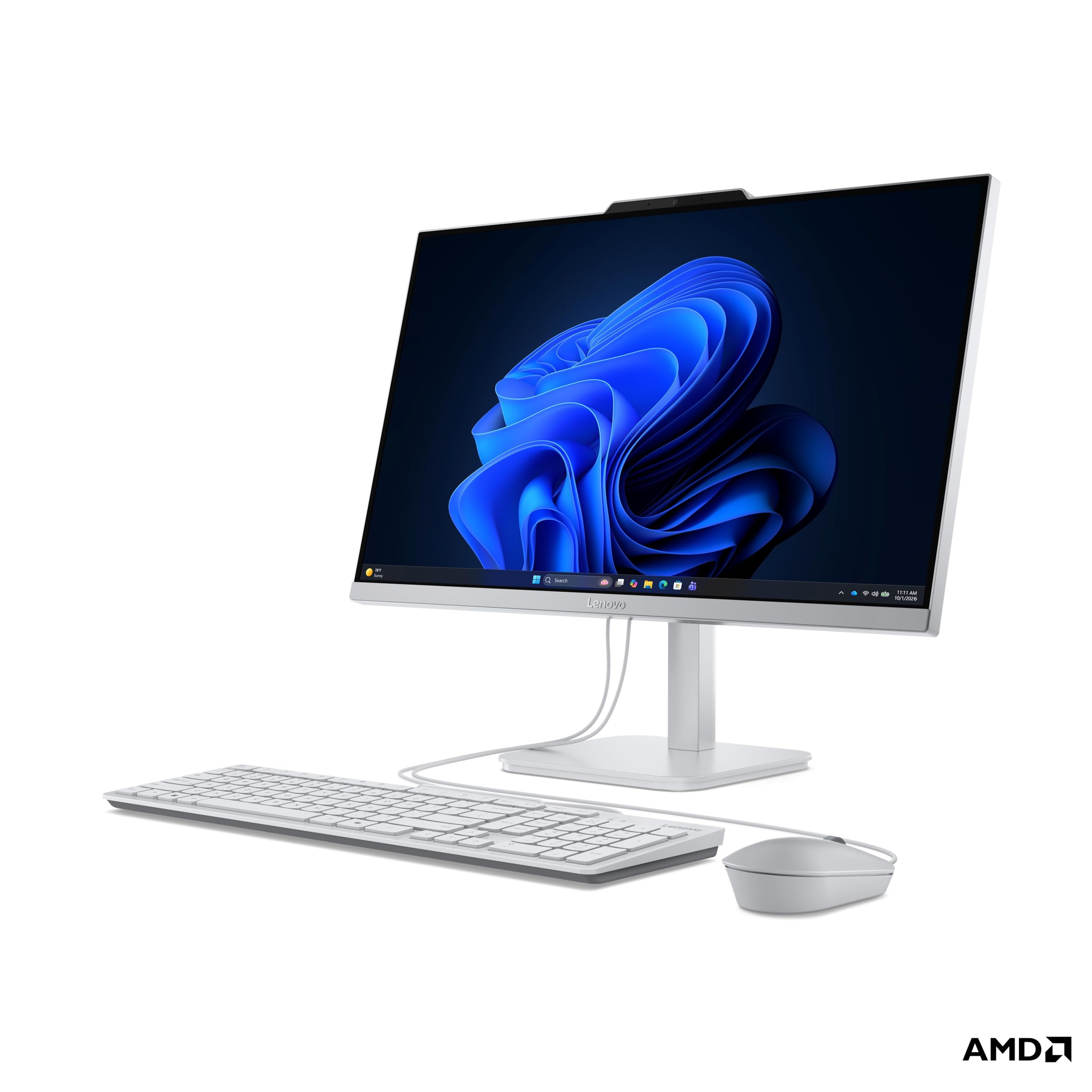 Lenovo AIO A105a All-In-One PC | 23.8" Full HD Display | AMD Ryzen 5 40 | 16GB RAM | 512GB SSD | AMD Radeon 610M Grafik | Windows 11 | Inkl. Maus und Tastatur | Grau | 3 Monate Premium Care