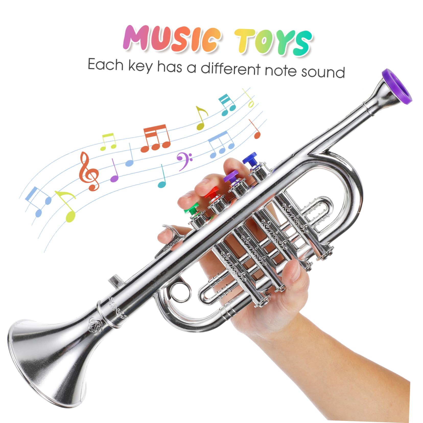 Tromba Giocattolo Argento Cb998 in Plastico, Base per Bambini | Apprendimento Musica, Giocattolo Divertente e Creativo, Confezione Scatola Colorata