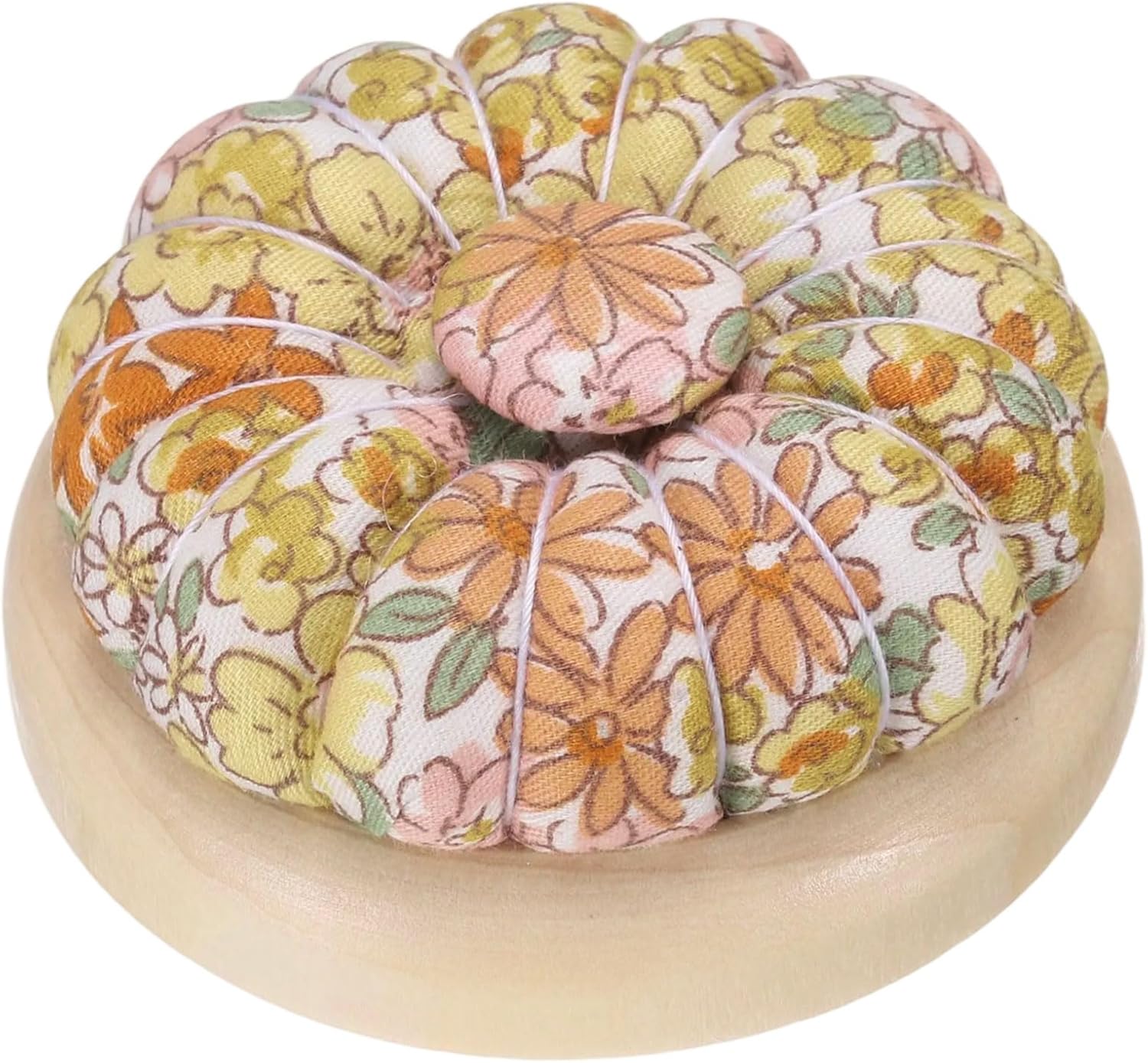 HARFINGTON Pin Cushions Sewing Cute Needle Japanese Style Cushion Needle Holder Pincushions Magnetic Top Wooden Base for Sewing Quilting Needlework DIY Crafts, Autumn Floral