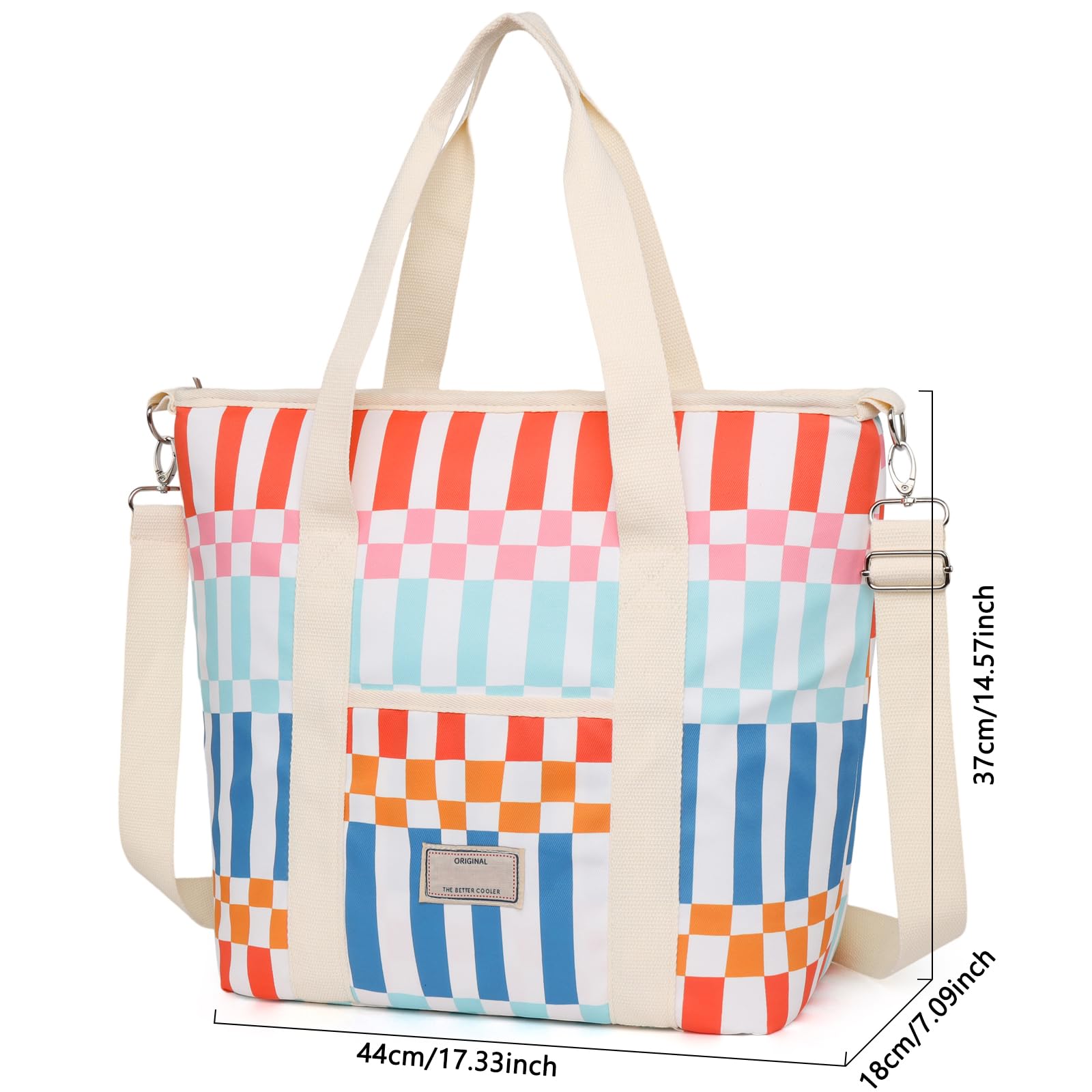 Nanxson 9L/15L/29L Large Insulated Lunch Bag for Women Adult Reusable Leakproof Picnic Lunch Box Freezable Cooler Tote Bag (29L,B-Multicoloured Plaid) - Image 2