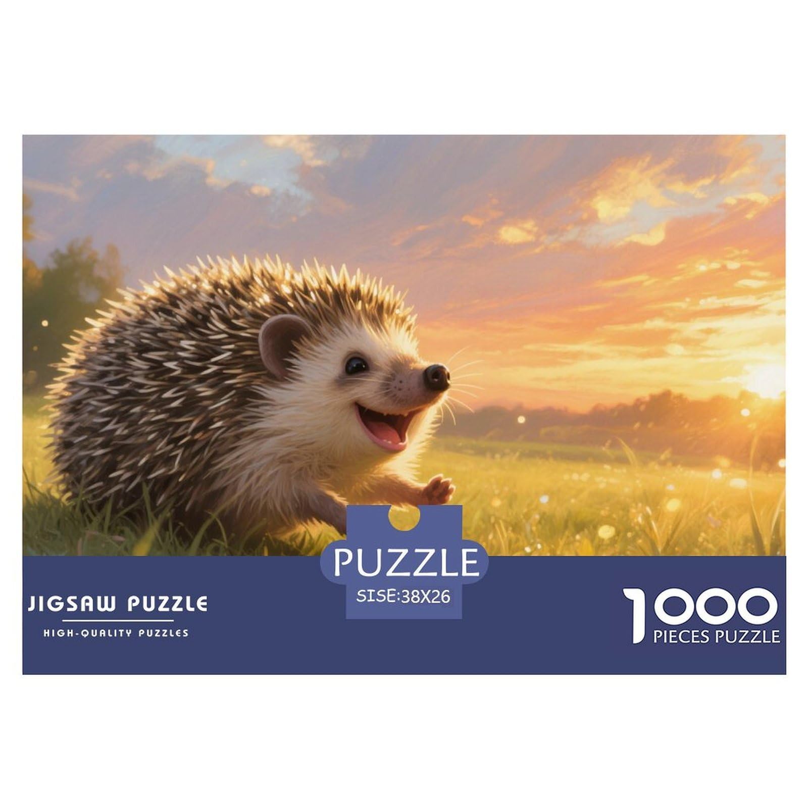 Puzzle Hedgehog 1000 Pieces Challenge Toy for Adults,Sunset Meadow Impossible Jigsaw Puzzles 1000 Piece Educational Games Home Decoration 38x26cm/1000pcs — image 1