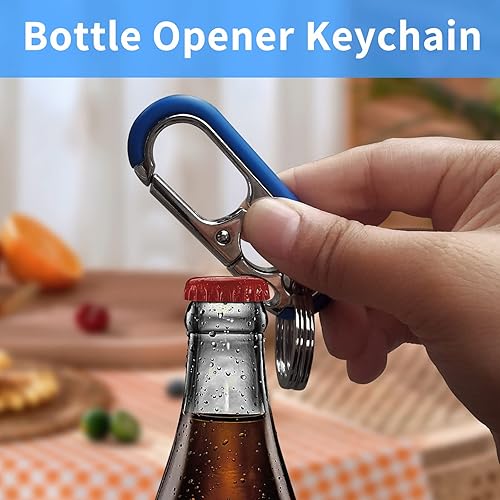 Miniatura 3 de WAPSAT Llavero para hombre  Llavero abridor de botellas con 2 anillos, liberación rápida, aleación de zinc, negro, llavero perfecto para coche