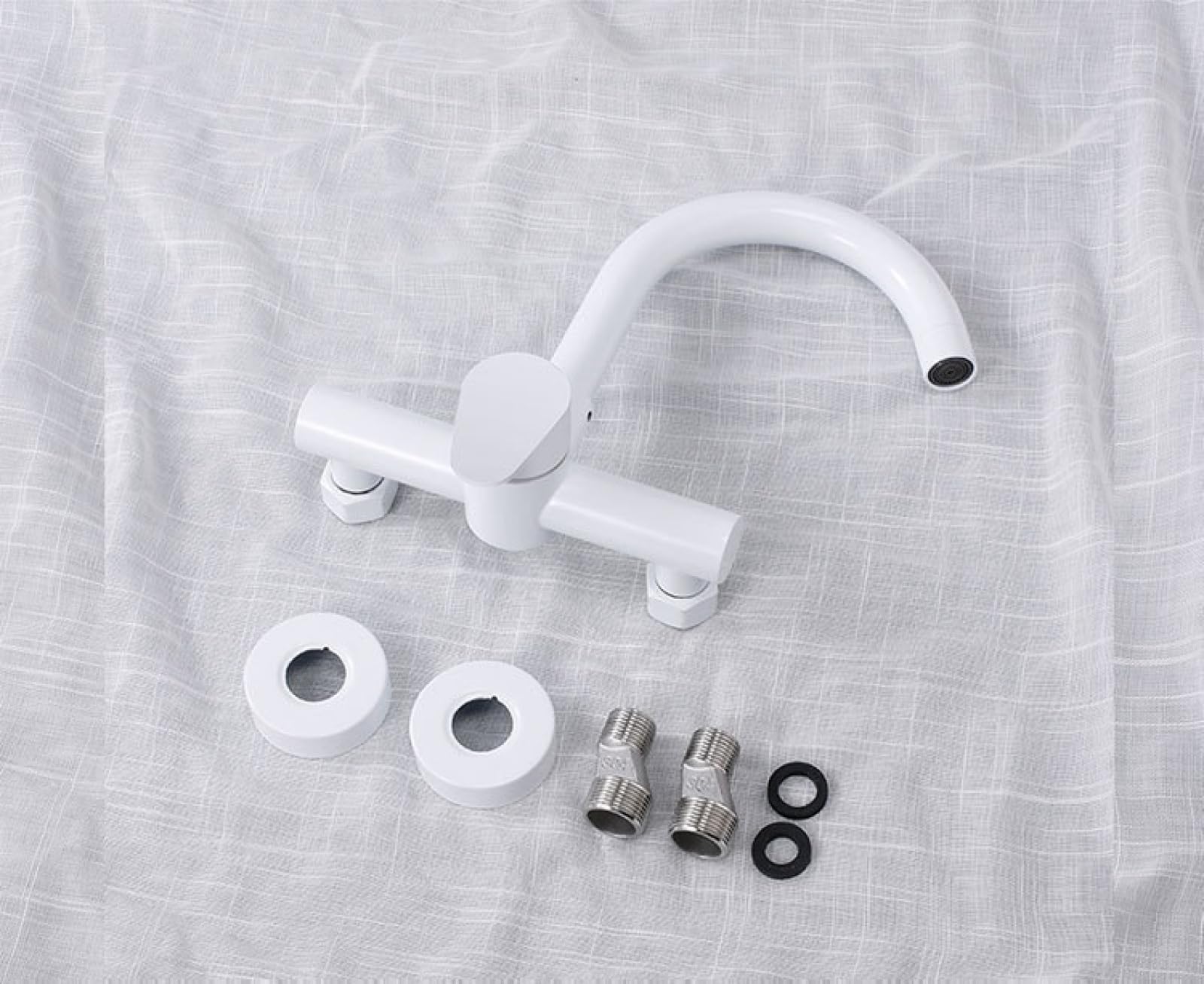 Rubinetti Lavabo A Muro Rubinetto A Parete Bianco In Acciaio Inossidabile 304 Per Lavabo Caldo E Freddo Lavabo Da Cucina Balcone Pieghevole Universale Stile Curvo
