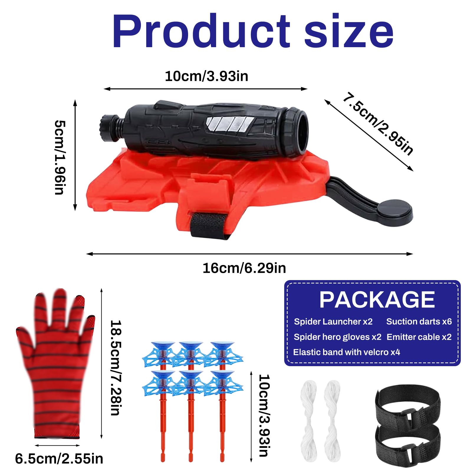 WYFDCZZP Spiderm Guanti per Bambino,Guanti Maschera Spiderm Spara Ragnatele Launcher Set,Giocattolo da Polso Web Launcher Toy,Giochi Bambino 5-10 Anni (B)