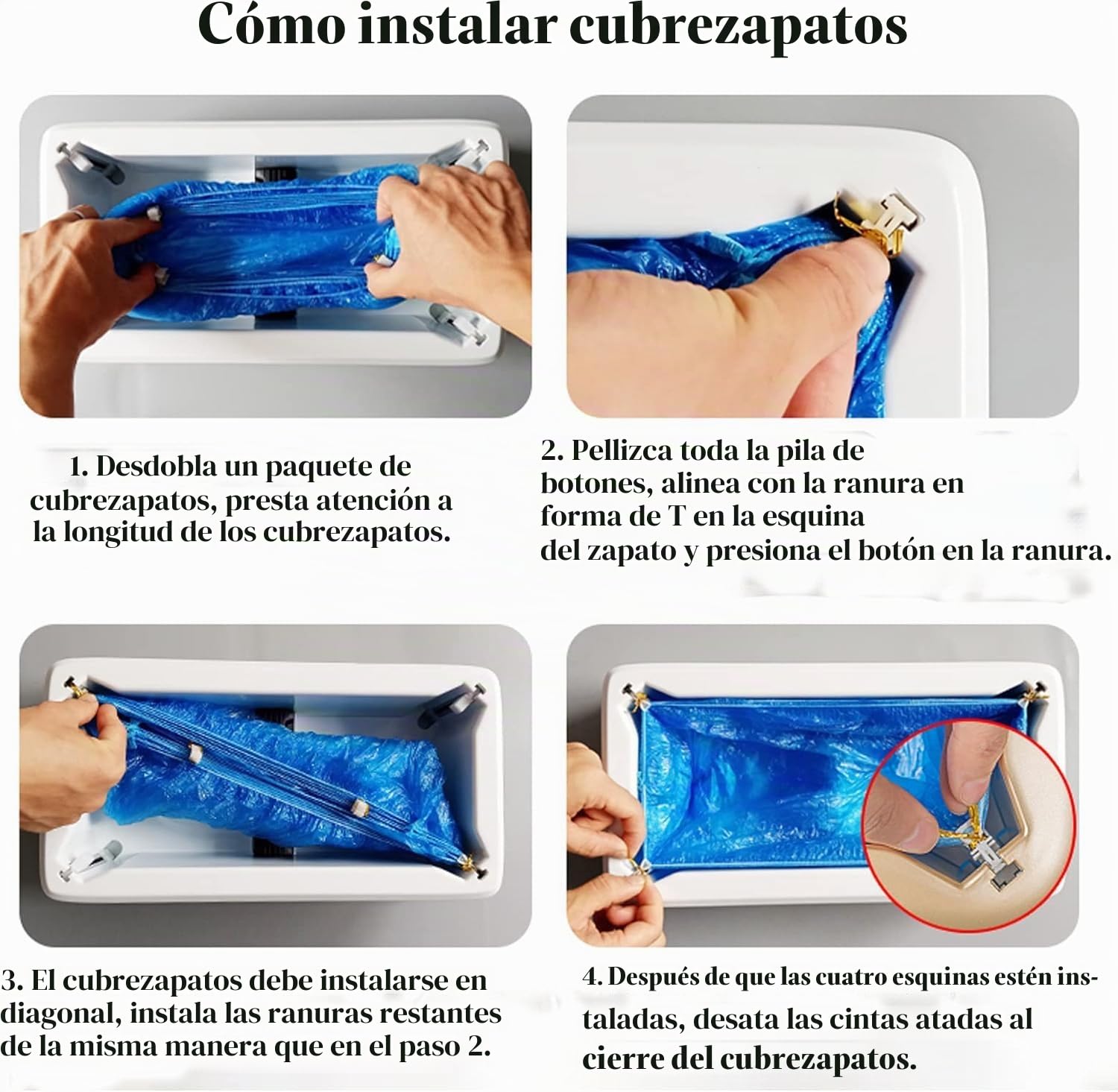 Cubrezapatos desechables antideslizantes para zapateros dispensador automático con 100 fundas de plástico para interiores en casa y oficina supermercado