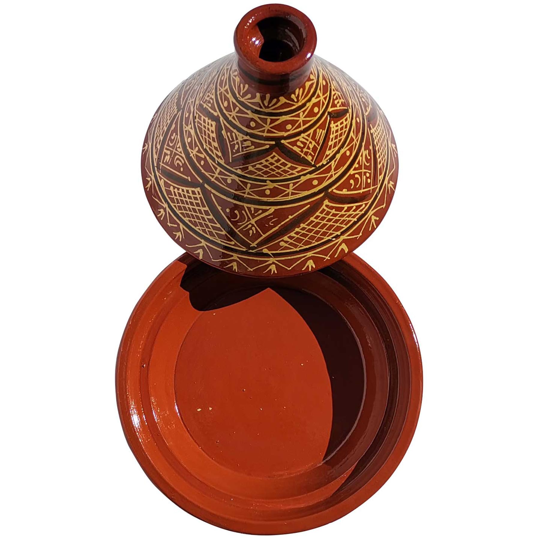 Tajine Agadir Ø 34 cm glasiert – Marokkanisch Kochen für 4-6 Personen | Premium Tagine | Ton Schmortopf Gartopf Tontopf aus Marrakesch