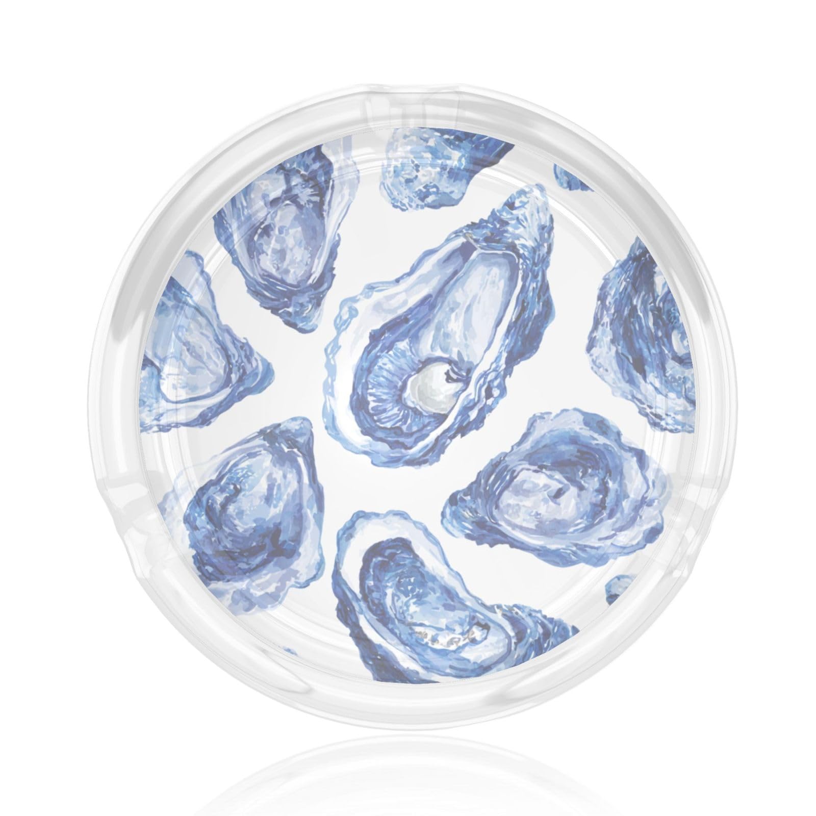 Watercolor Oysters In Blue And White Glass Ashtray For Cigarettes Ash Trays Case For Home Office Decor