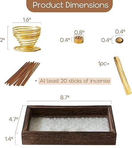 Miniatura 6 de Soporte para quemador de incienso, bandeja de incienso retro y moderno, atrapa cenizas de vidrio de 8.7 pulgadas para meditación, 3 soportes de