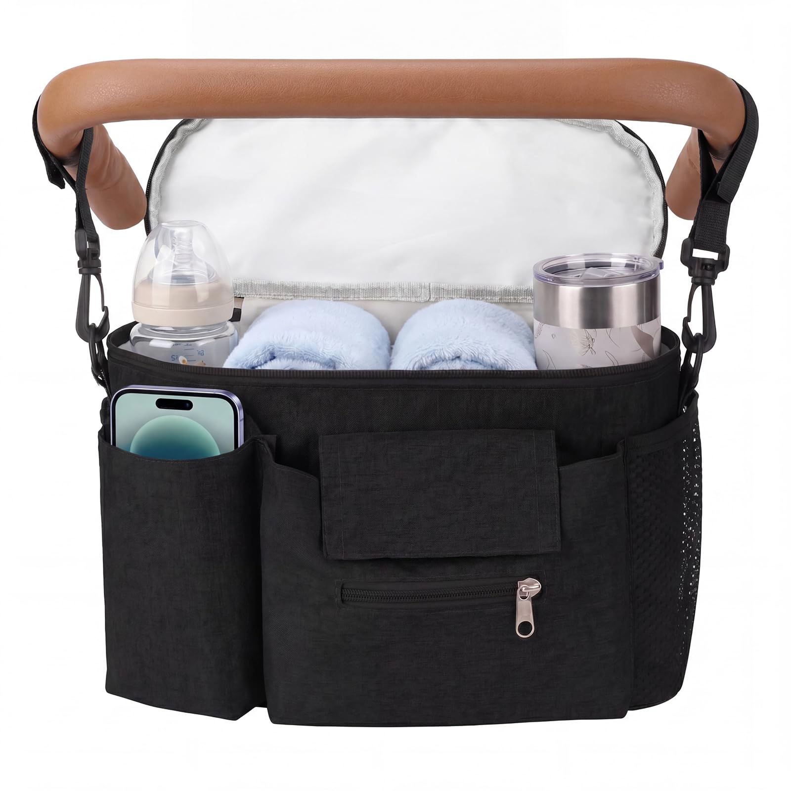 Baby Sac de Rangement pour Poussette,Organisateur de Poussette et Landau,Universel Bébé Poussette Sacs Organisateur,pour Téléphone et pour Bébé Accessoire
