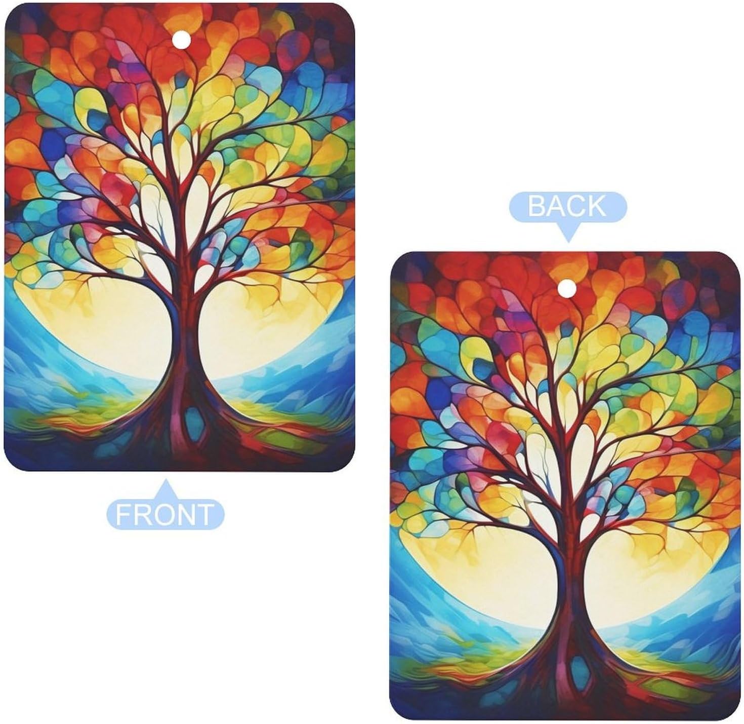 3PCS Colorful Tree of Life Car Air Freshener Hanging Scented Cards Cute White Car Fresheners Long Lasting New Cars Scents for Women Men Natural Air Freshener with Lanyard Automotive Freshies
