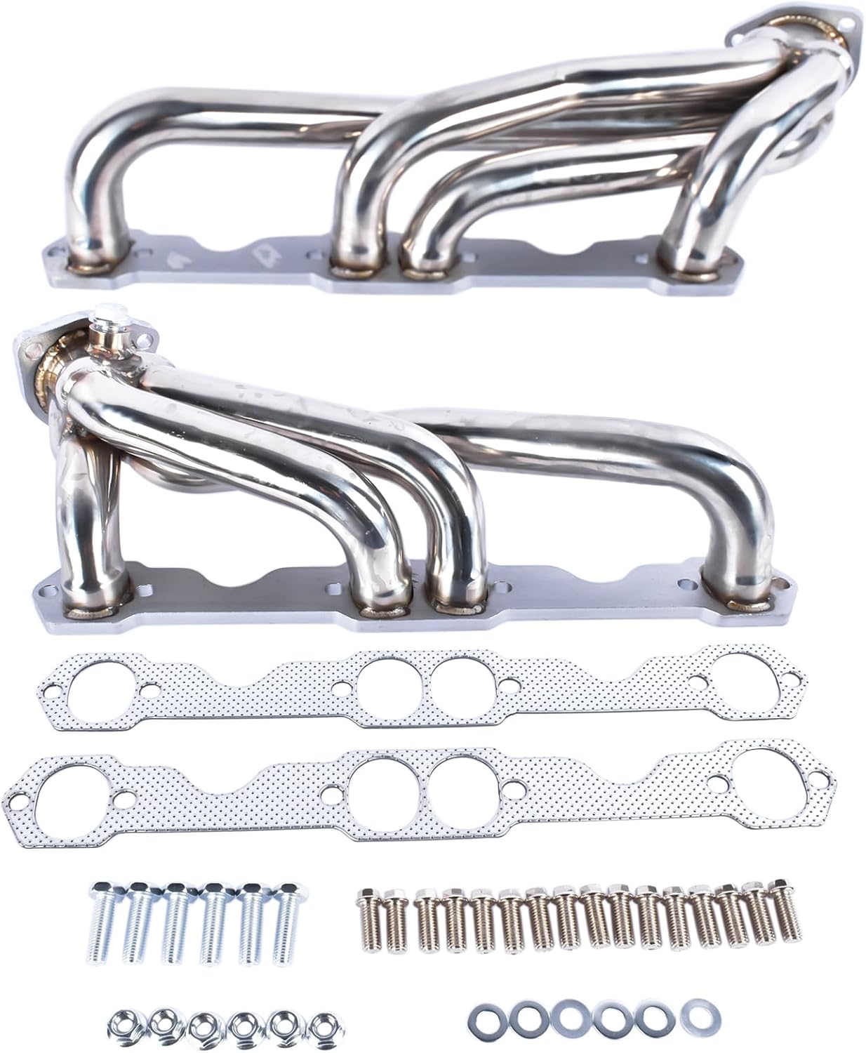 GELUOXI Short Tube Stainless Manifold Polished Replacement for Chevy C1500 C2500 K1500 Silverado Sierra 1988-1995 GMC Suburban Blazer Jimmy Tahoe Yukon 305 350 5.0L 5.7L 1992-1995