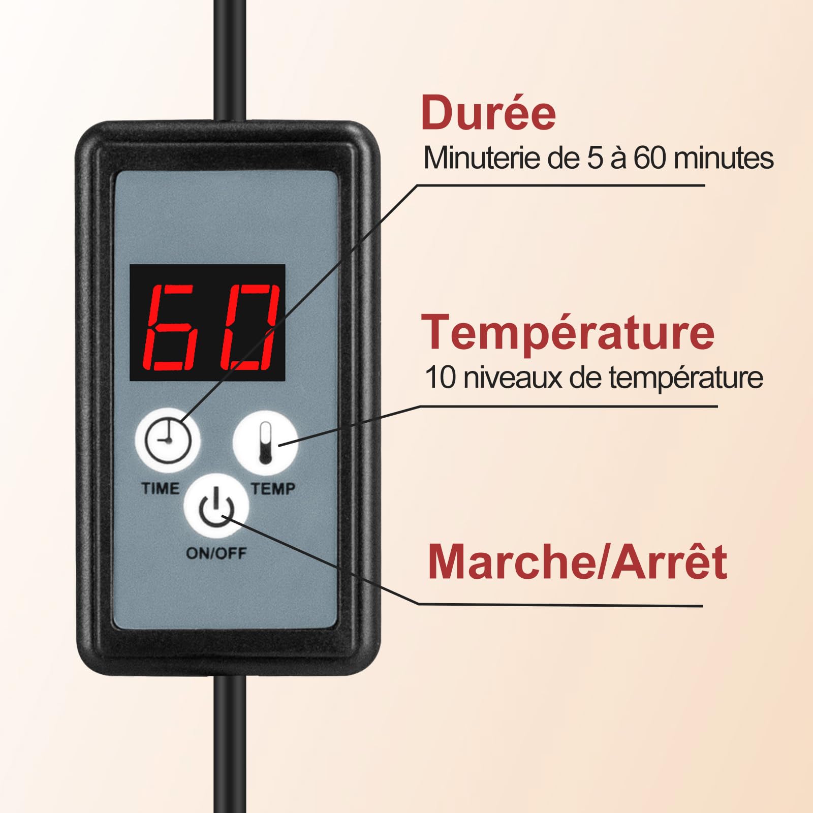 Cozion Lampe à lumière rouge de 100 watts lampe chauffante infrarouge - température réglable, lampe infrarouge avec support et minuterie