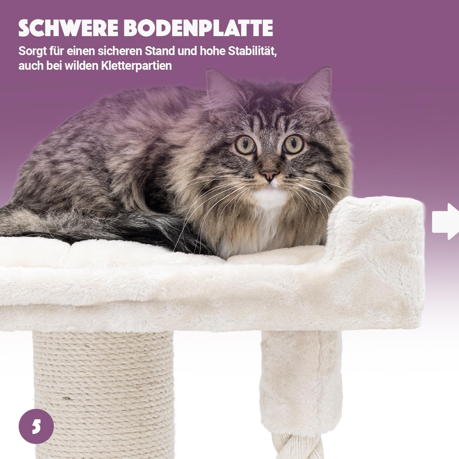 Petrebels Arbre à Chat Parklane 131 cm, Couleur Beige/Crème, Design Arbre à Chat avec Hamac