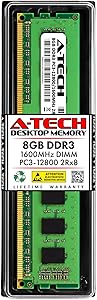 A-Tech 8GB Memory RAM for Dell XPS 8700 - DDR3 1600MHz PC3-12800 Non ECC DIMM 2Rx8 1.5V - Single Desktop Upgrade Module (Replacement for SNP66GKYC/8G)
