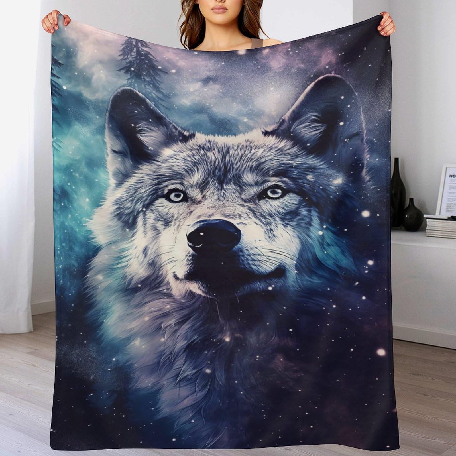 Plaid loup couverture polaire idéale pour vos soirées cocooning au salon