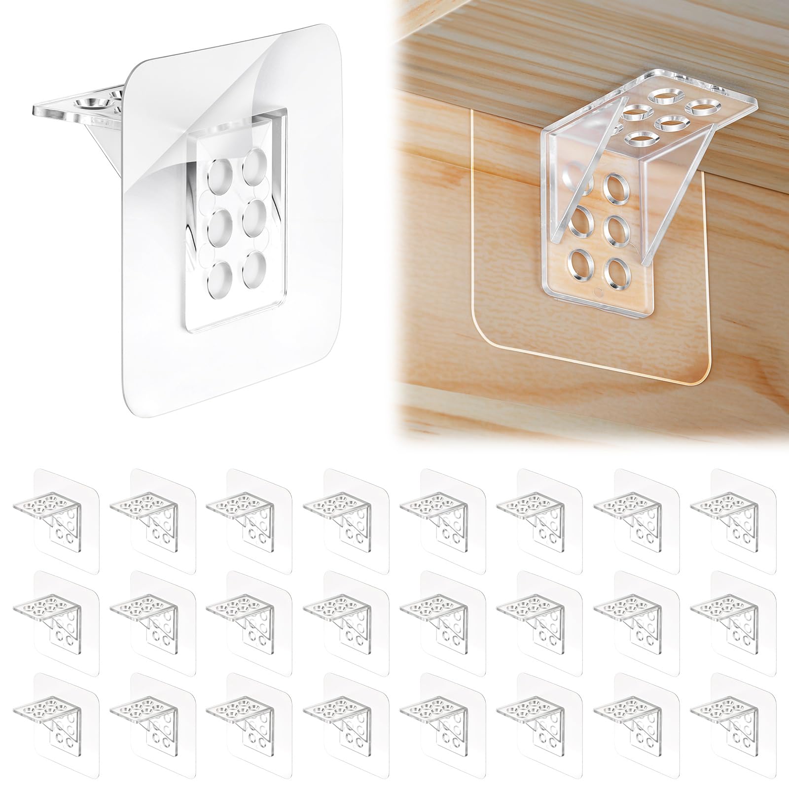 AOOSU 24pcs Shelf Support Pegs, Adhesive Shelves Bracket,No-Screw L-Shaped Support Racks,Partition Pin for Furniture,Shelf Pegs for Kitchen Clapboard Layer Cabinet Book Shelves