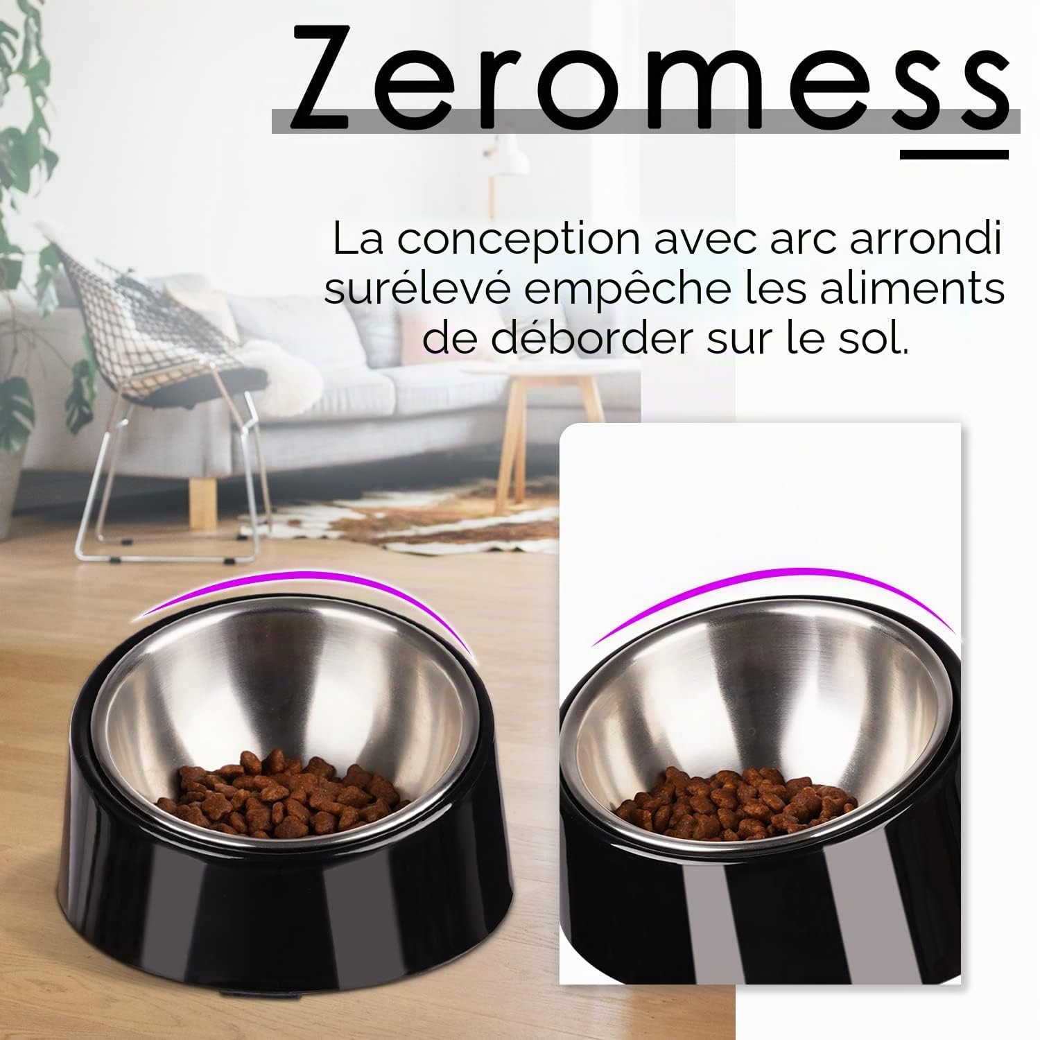 SuperDesign Gamelle inclinée à 15 ° pour Chiens et Chats, Bol pour Bouledogue à Angle incliné, antidérapant et Anti-déversement, Plus Facile à Atteindre la Nourriture L/2 Tasse Bleu-2