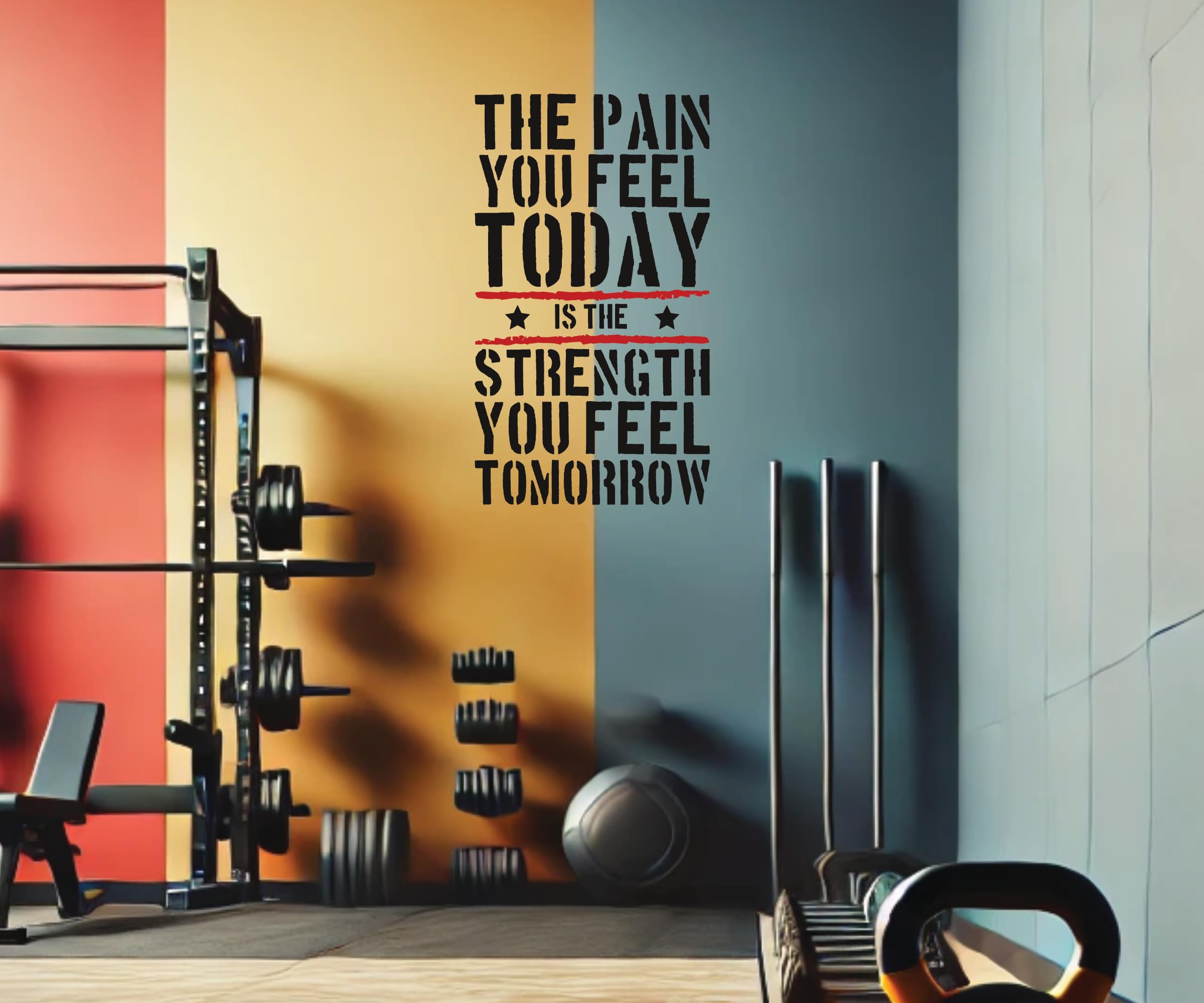 The Pain Today. Wall Art Decal Motivational Sticker. Gym Decor. GHealth and Fitness Motivation. Gym Art