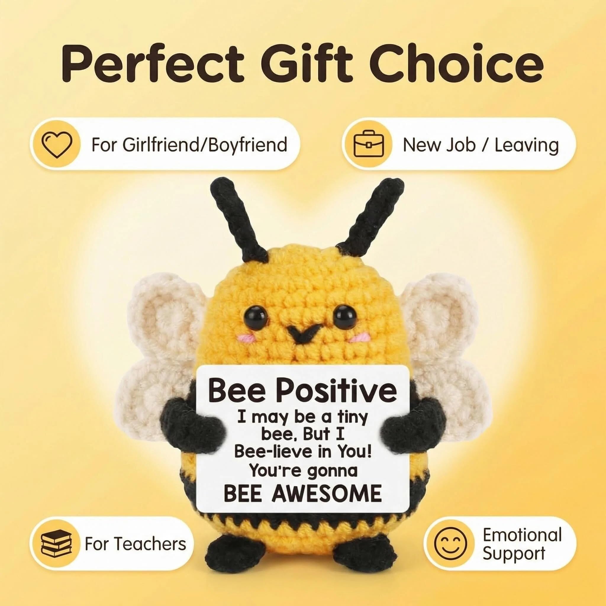 QIANSSE Handmade Crochet Doll, Mini Emotional Support Animal Gift with Inspirational Card - Image 4