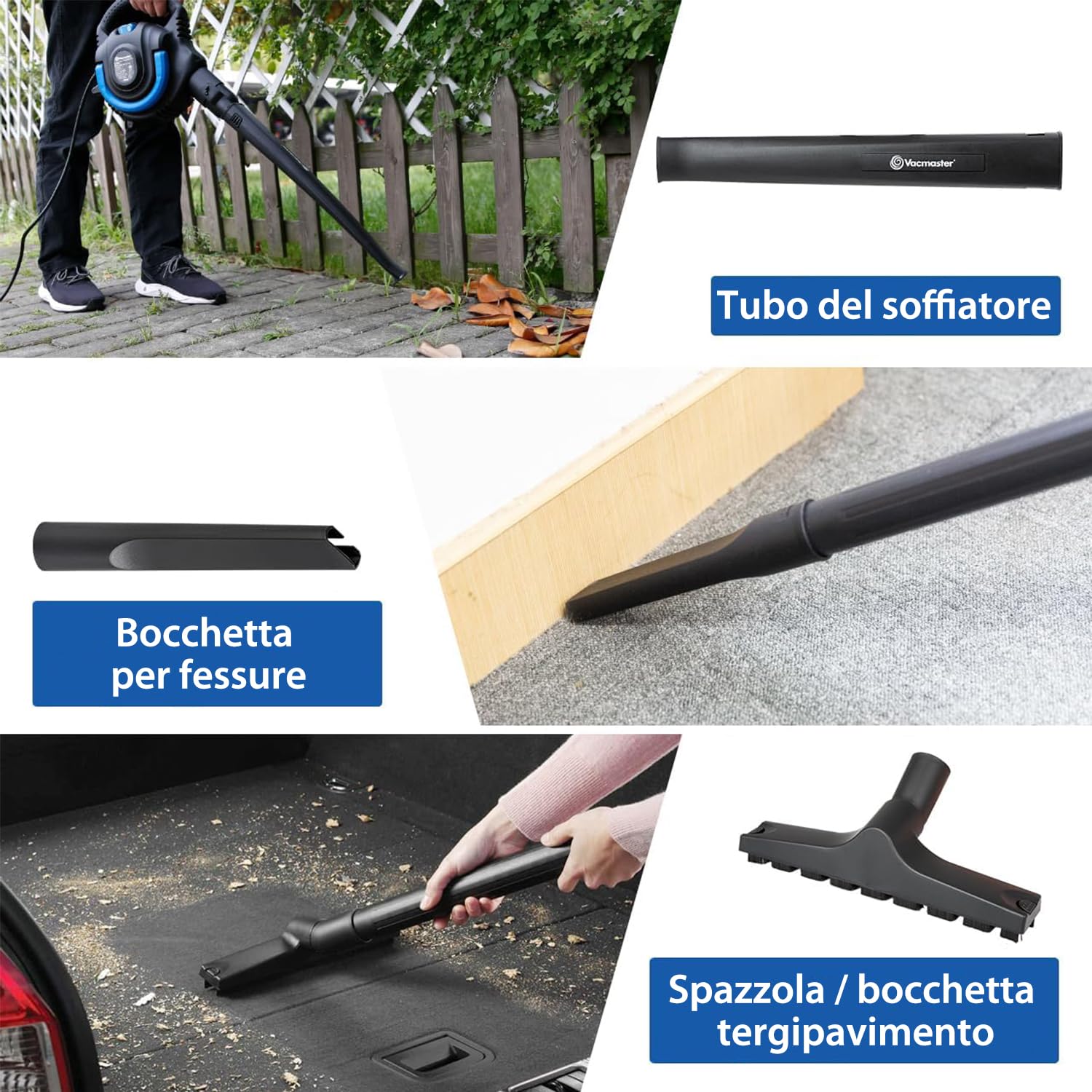Vacmaster VBVB1223PF Secco e bagnato, Aspirapolvere liquidi e Solidi,1200W 23L,Soffiatore Estraibile,per Casa, Auto e Giardino
