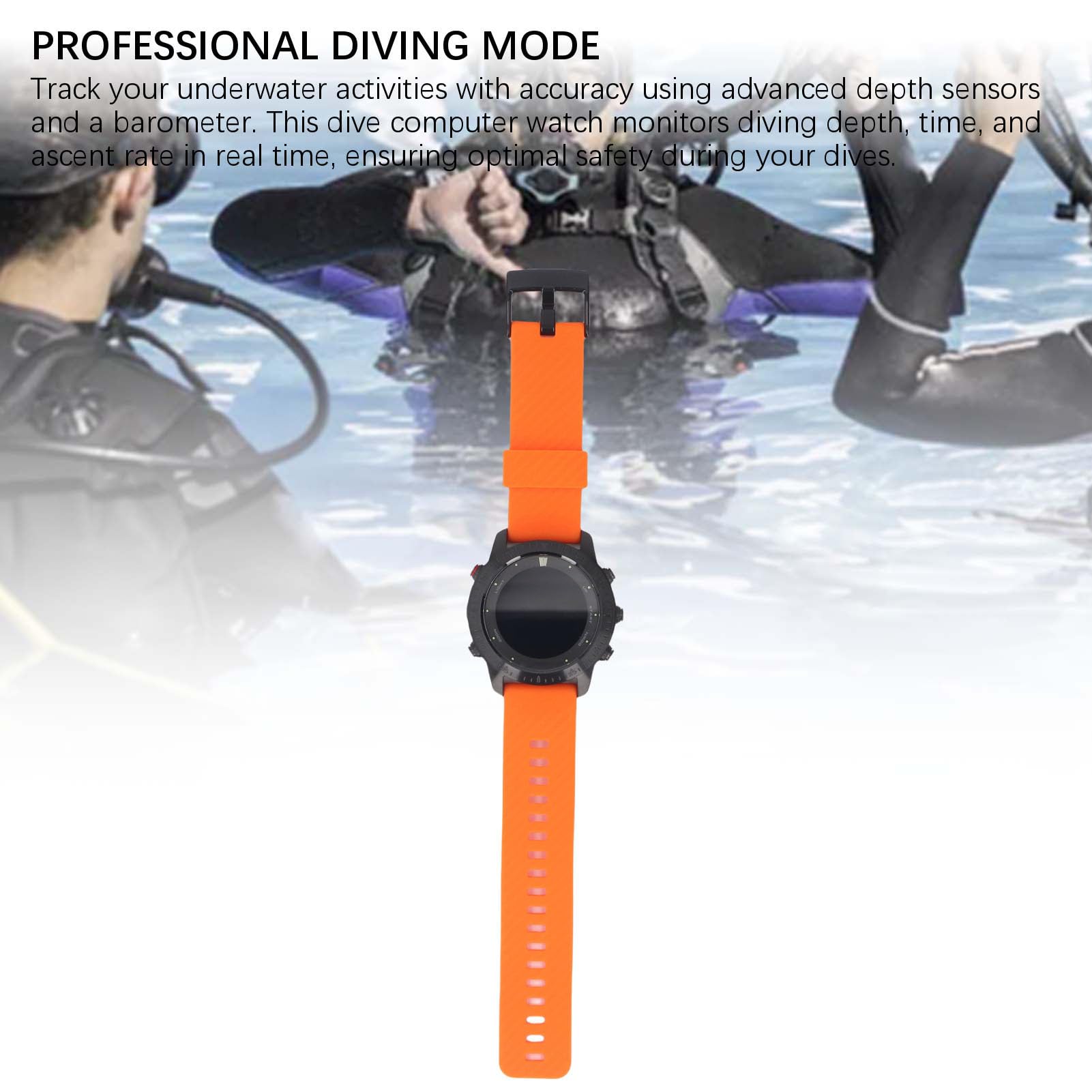 Reloj de Buceo Profesional, Reloj de Buceo a Prueba de Agua de 100 M con Reloj Inteligente del Sensor de Profundidad para Snorkel, Entorno de Varios Idiomas