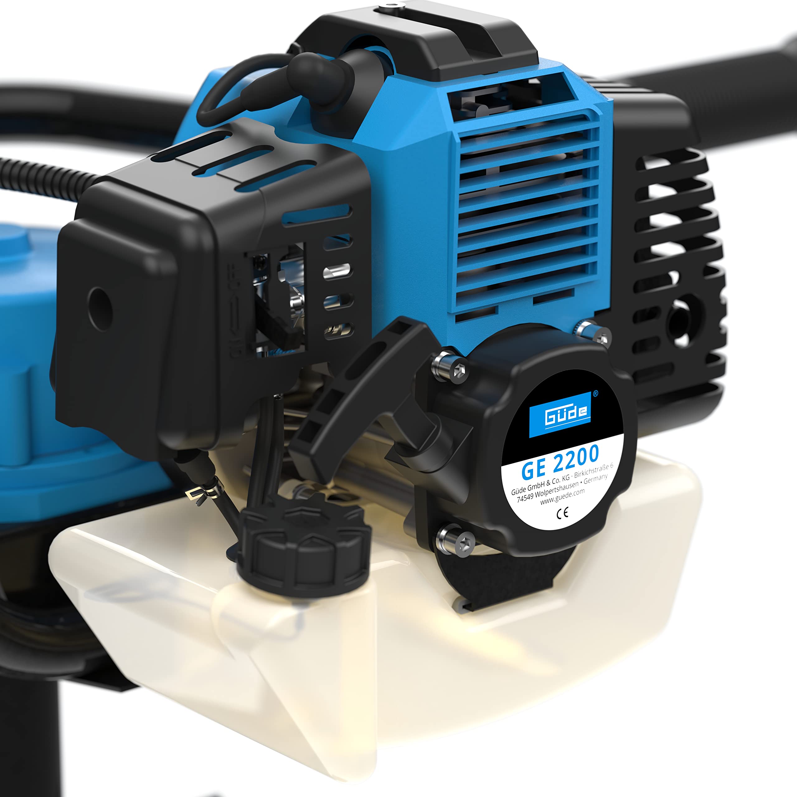 Güde Taladro de tierra de motor GE 2200 (motor de gasolina de 2 tiempos 2,2/3 (kW/PS), 52 cm³, 7500 1/min, diámetro de la broca: 100/150/200 mm, controles en el mango, bomba de cebado, función fiable