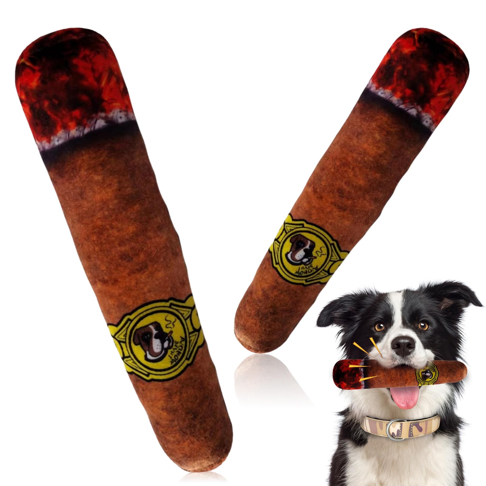 TIVUNORON Dog Chewing Cigarette Toys, 2pcs Dog Toys Funny Cigarette Shape Interactive Squeak Toy for Dogs Soft Peluch Toys for Dogs