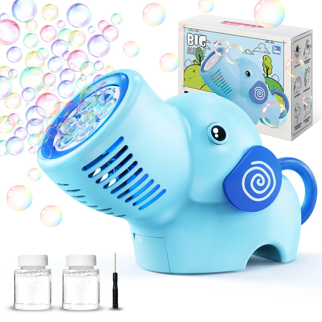 Elephant Bubble Machine for Kids Automatic Bubble Blower 5000+ Bubbles/Min with Rechargeable Battery/Bubble Liquid Cute Bubble Toy for Toddlers Outdoor Toys Gift for Wedding/Birthday/Party