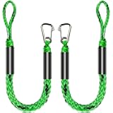 3 Feet Bungee Dock Line Boat Ropes for Docking Line Mooring Rope with Stainless Steel Clip Accessories for Boats 2pcs (Green&Black, 3 Feet)