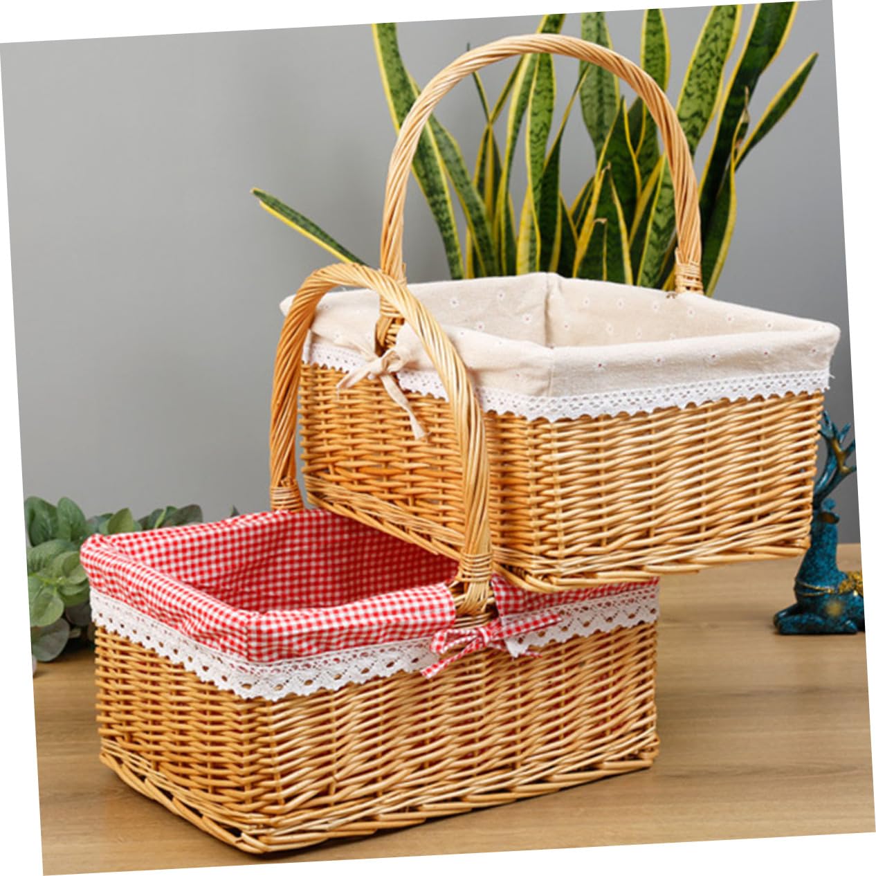 Alipis Cesta De Flores Tejida A Mano Multiusos De Mimbre Para Picnic Decoración Del Hogar Almacenamiento Y Decoración De Fiestas.