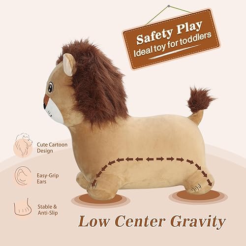 Miniatura 3 de INPANY Caballito Saltarín, Juguetes de León Saltarín, Animal de Felpa para Saltar para Niños Pequeños, Amigos Saltarines, Inflable para Montar, Goma