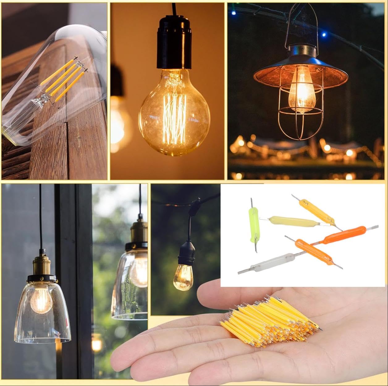 Zestaw żarników LED, 50 sztuk żarówek Edisona, 3 V, 200 lm, High CRI > 80 ciepła biel 2200 K, filament vintage do dekoracji bożonarodzeniowych, oświetlenia i majsterkowania (68 mm - 50 sztuk