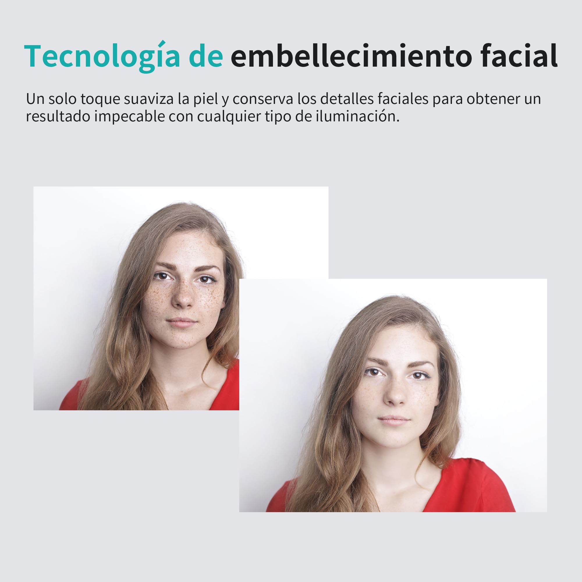 Webcam 1080P 60FPS con Micrófono, Aro de Luz, Enfoque Automático, 3 Modos de iluminación con Regulación Continua de Brillo para Videoconferencias en PC, Mac, Portátil y Tablet