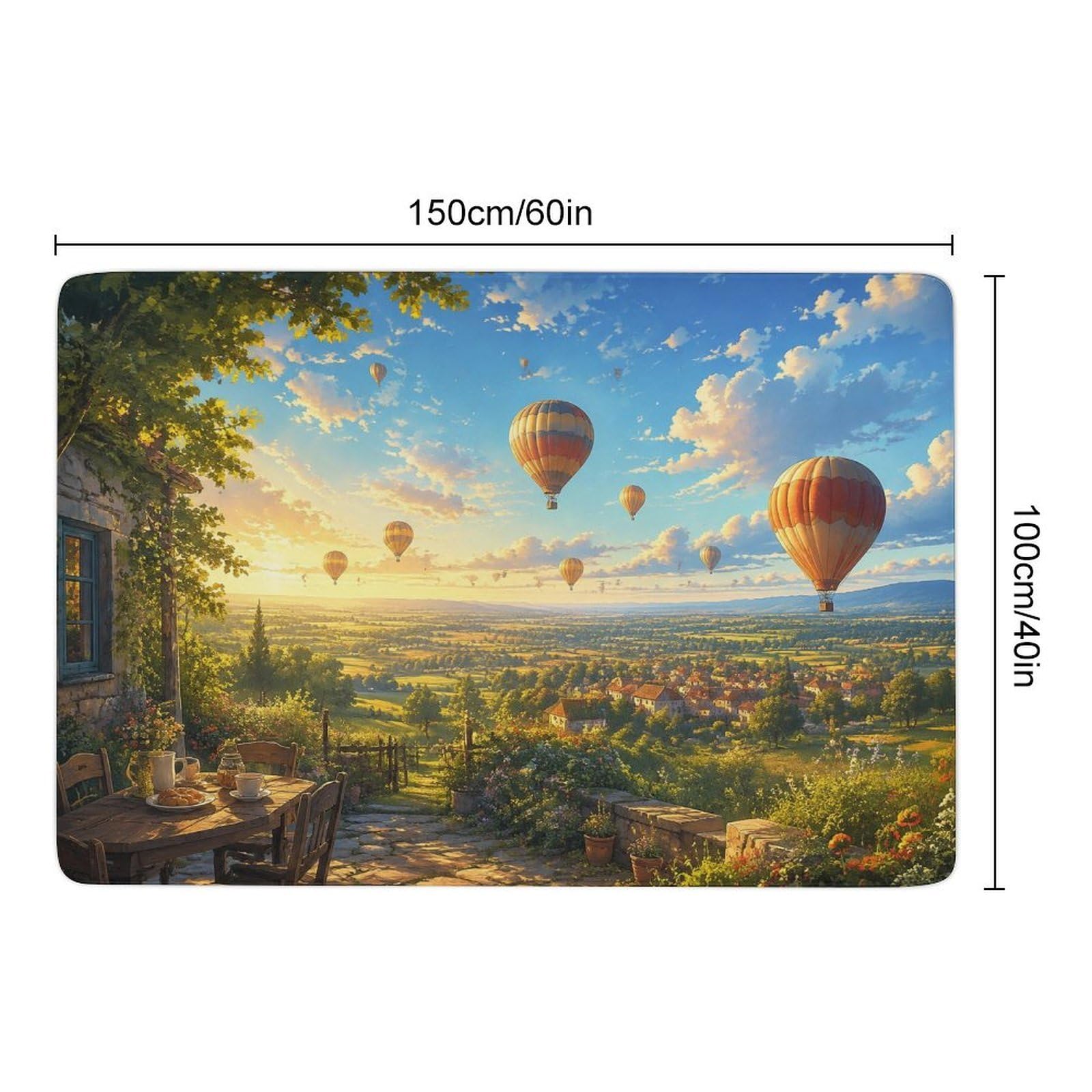 Window View with Hot Air Balloons Tapis 150 x 100 cm, Doux et Antidérapant