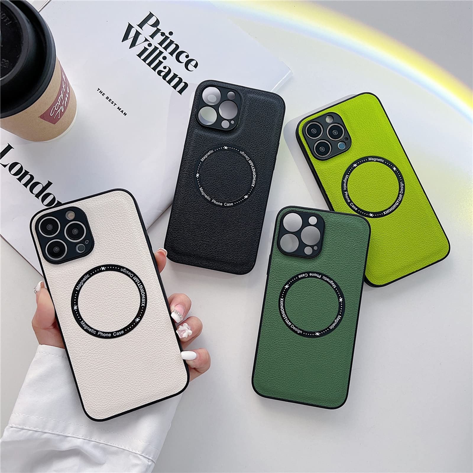 Amazon.co.jp: 高級レザー磁気ワイヤレス充電器 ケース For Apple 14