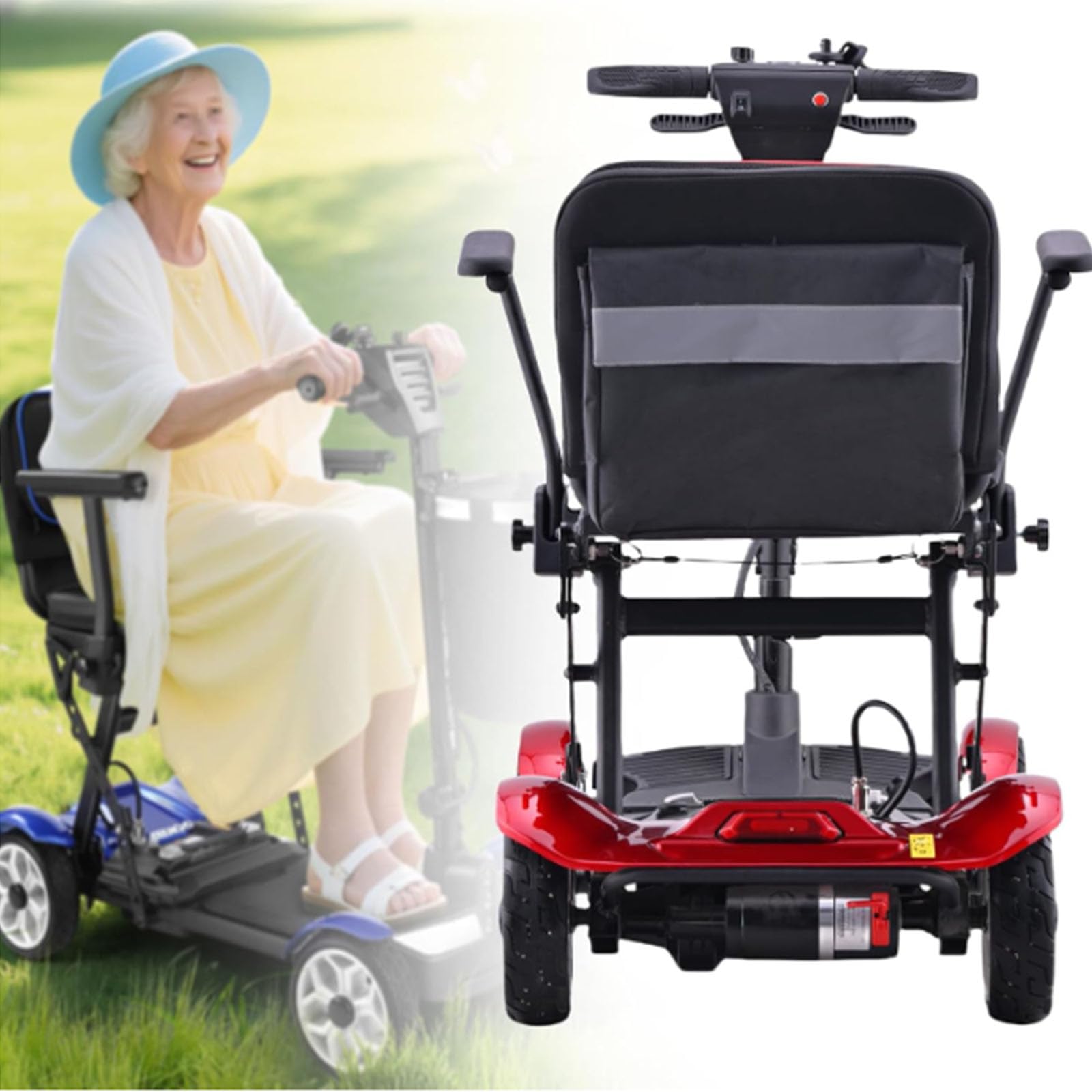 BCBKD Scooter Leggero, Pieghevole, per La Mobilità, per Adulti, con Autonomia di 20 Km, Sedia A Rotelle Elettrica A 4 Ruote, per Anziani, Adulti E Disabili,20A