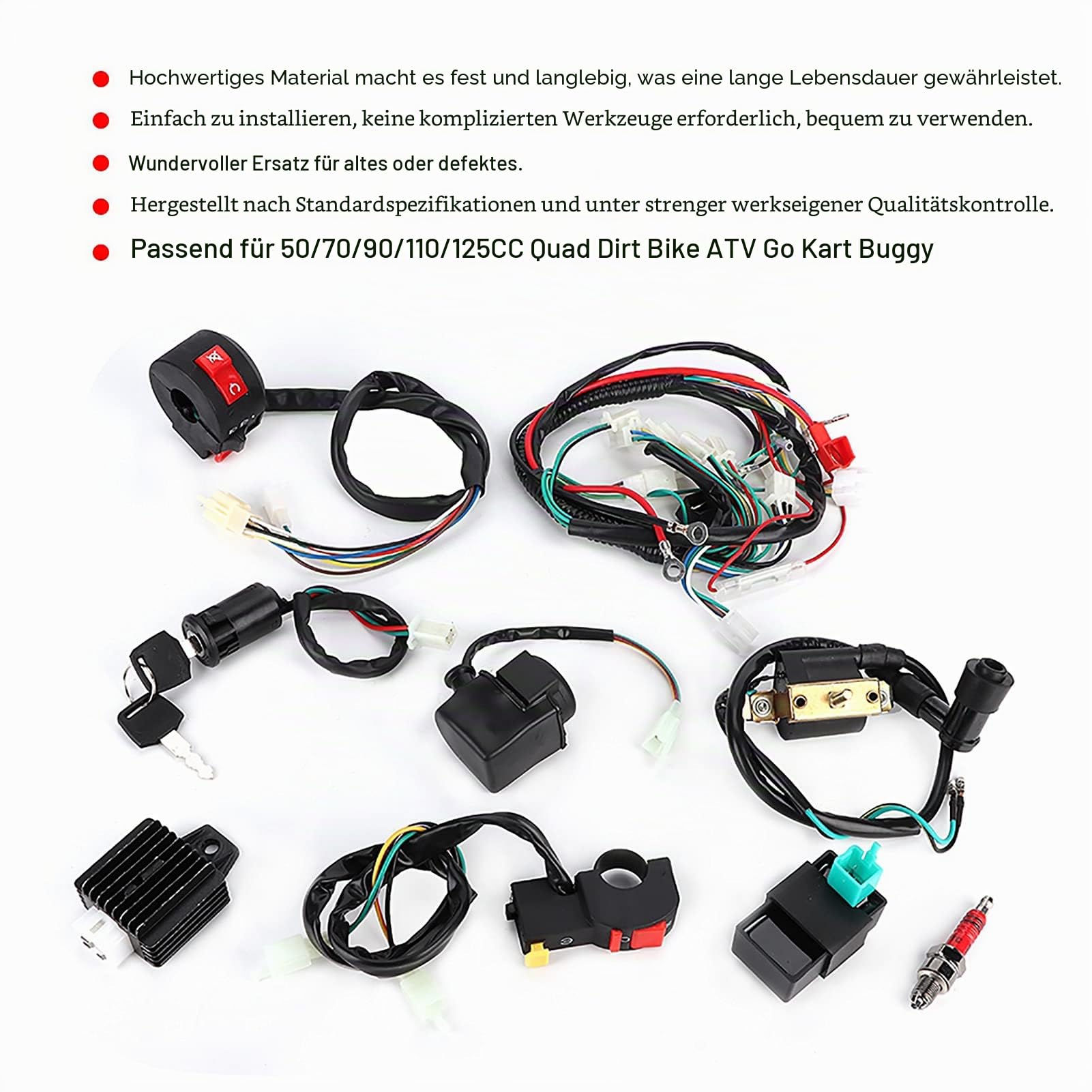 China Quad 125Ccm Ersatzteile, Cdi Kabelbaum Verkabelung Quoda 110Ccm, Elektrik Statorspule CDI Magnetrelais Zündkerze Kompletter Magnetspulengleichrichter CDI Kit Kompletter Kabelbaumsatz für 50