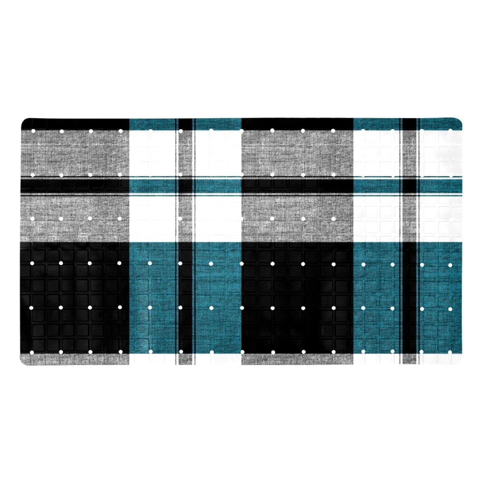 Tapis de bain rectangulaire en PVC antidérapant gris avec ventouses de sécurité