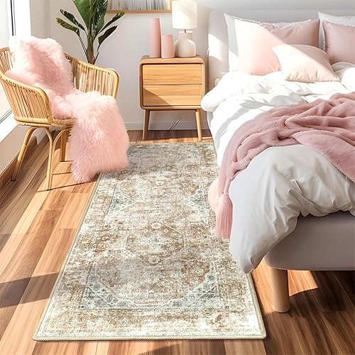 Miniatura 3 de Alfombras de pasillo bohemias para dormitorio, pasillos, alfombra de pasillo lavable, alfombra de área beige, alfombra antideslizante para entrada,