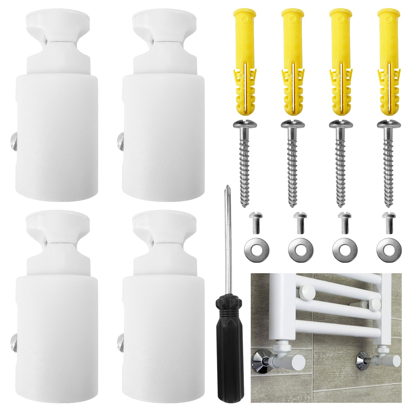 4 Pcs Set Replacement Towel Rail Radiator Brackets, White Brackets